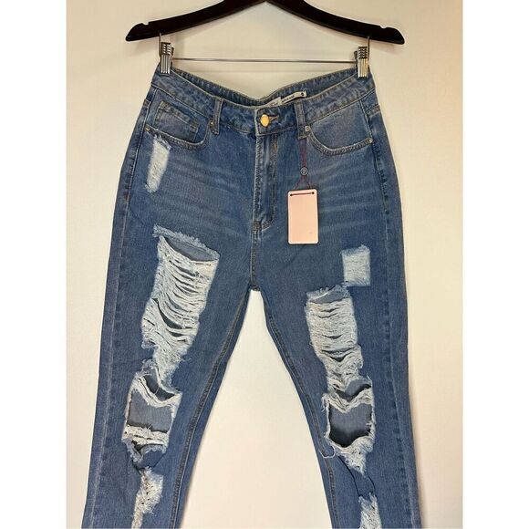 Distressed Ripped Knee boyfriend Jeans - Picture 9 of 11